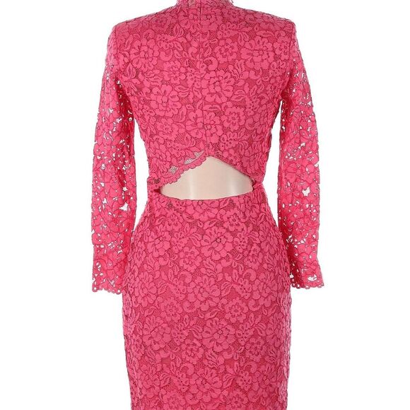 H&M Women's Pink Lace Mock Neck Mini Bodycon Dress - Picture 2 of 6